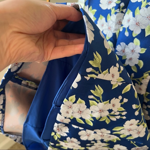 🍉Alice + Olivia Tayla Blue/White Floral Mini Dress Lantern Structured - Picture 10 of 12